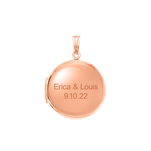 Plain Round Locket in Sterling Silver 18K Pink Gold Finish with Optional Engraving (14 mm - 32 mm)