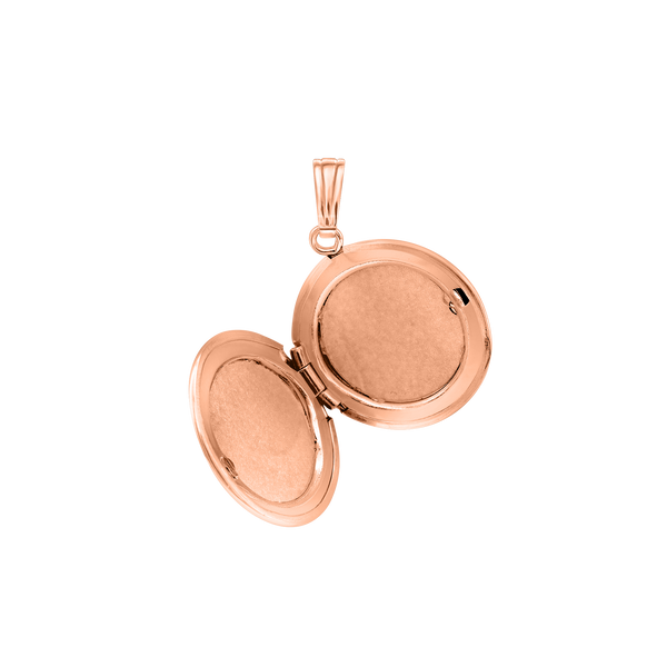 Plain Round Locket in Sterling Silver 18K Pink Gold Finish with Optional Engraving (14 mm - 32 mm)