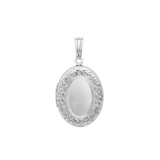 Embossed Oval Locket in Sterling Silver with Optional Engraving (30 x 17 mm)