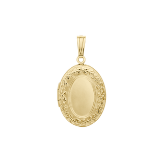 Special Order Only: Embossed Oval Locket in 14K Yellow Gold (30 x 17 mm)