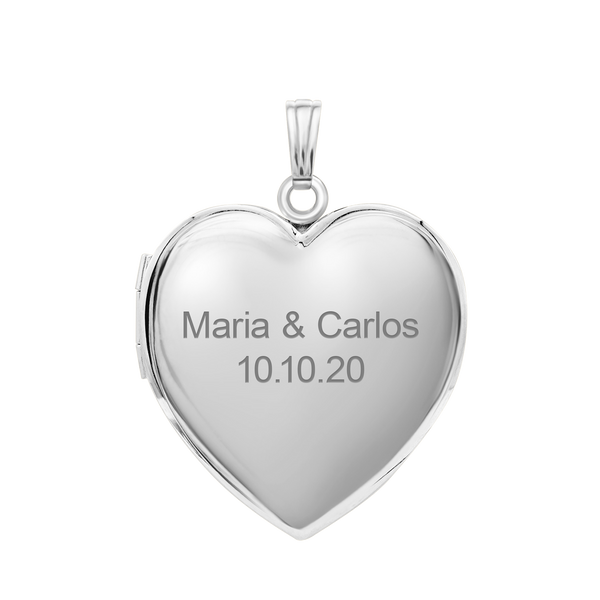 Plain Heart Locket in Sterling Silver with Optional Engraving (22 x 15 mm - 34 x 26 mm)