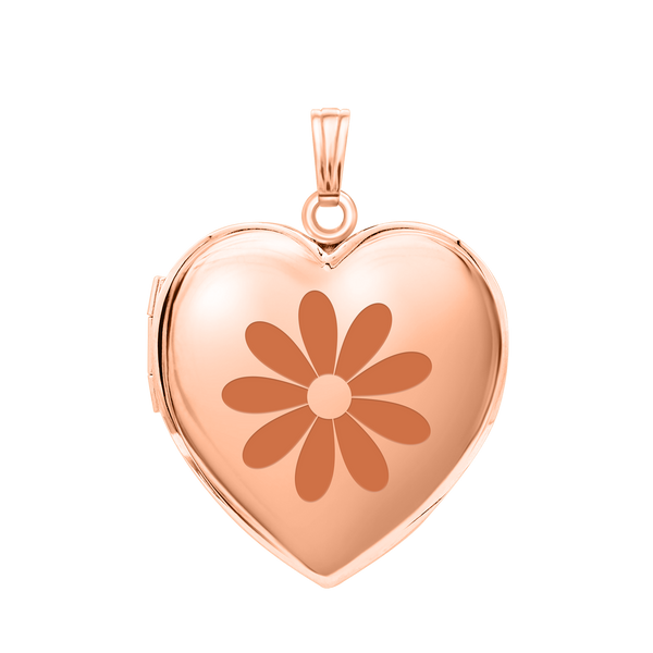 Plain Heart Locket in Sterling Silver 18K Pink Gold Finish with Optional Engraving (22 x 15 mm - 34 x 26 mm)