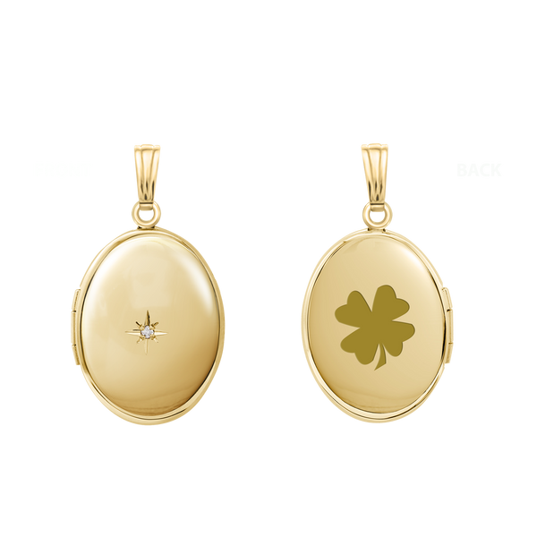 Oval Locket with Diamonds in 14K Gold Filled with Optional Engraving (30 x 16 mm - 38 x 23 mm)