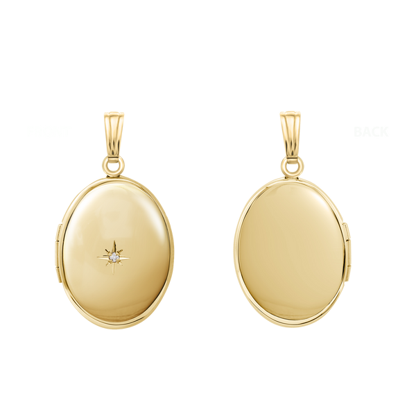 Oval Locket with Diamonds in 14K Gold Filled with Optional Engraving (30 x 16 mm - 38 x 23 mm)