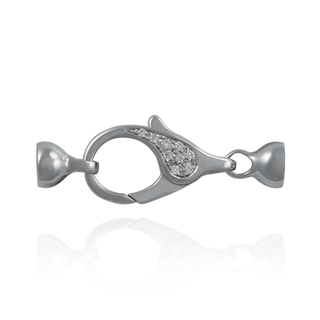 Lobster Pearl Clasps with Diamonds (7 x 26 mm - 11.6 x 38 mm)