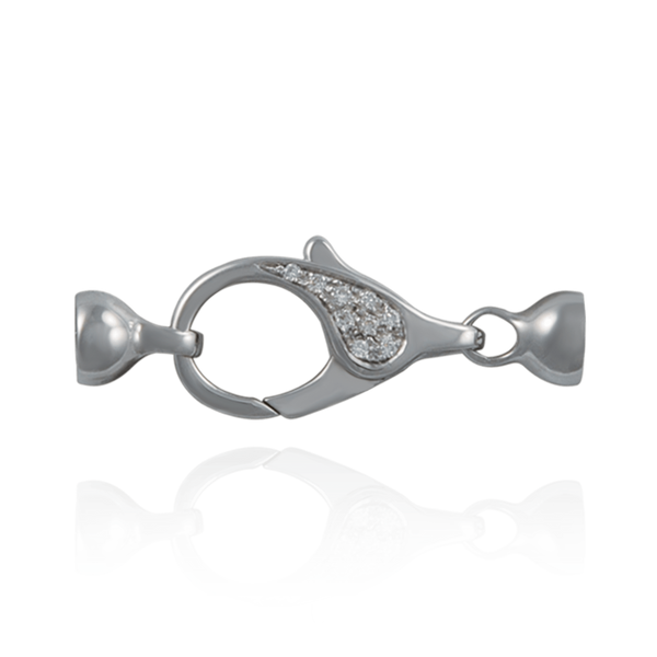 Lobster Pearl Clasps with Diamonds (7 x 26 mm - 11.6 x 38 mm)