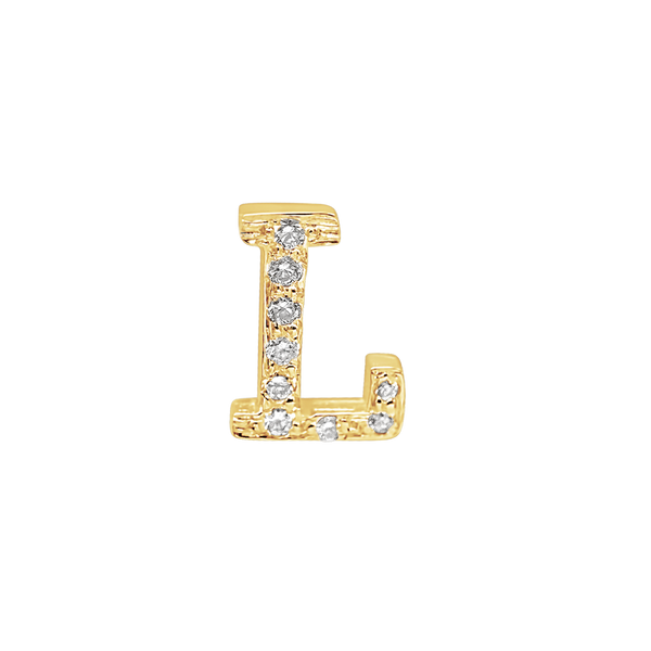 Small Initial Charm with Lab Grown Diamonds Finding in 14K Gold (.005 ct)