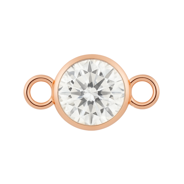 Diamond or Gemstone Bezel Bracelet/Necklace Charm in 14K Pink Gold