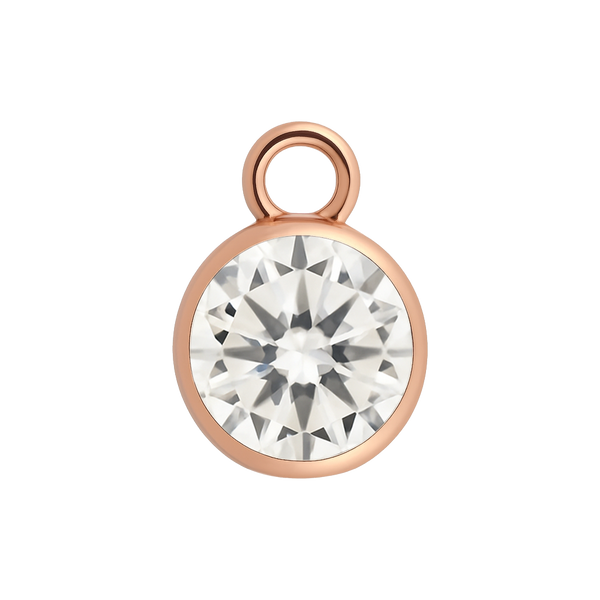 Diamond or Gemstone Bezel Drop Charm in 14K Pink Gold