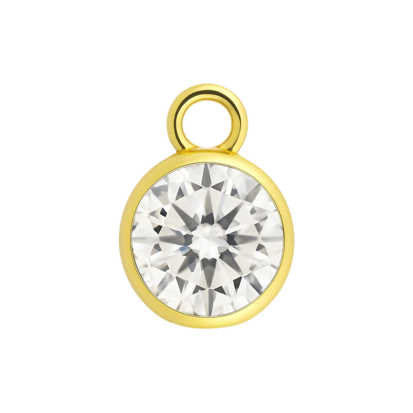 Diamond or Gemstone Bezel Drop Charm in 14K Yellow Gold