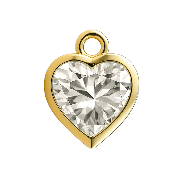 Diamond or Gemstone Heart Bezel Drop Charm in 14K Yellow Gold