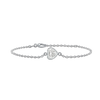 Diamond or Gemstone Heart Bezel Charm in 14K White Round Cable Bracelet
