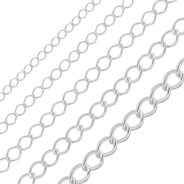 Bulk / Spooled Light Curb Chain in Sterling Silver (1.80 mm - 3.90 mm)