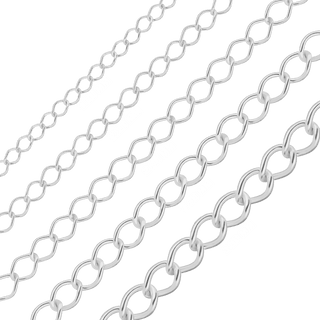 Bulk / Spooled Light Curb Chain in Sterling Silver (1.80 mm - 3.90 mm)