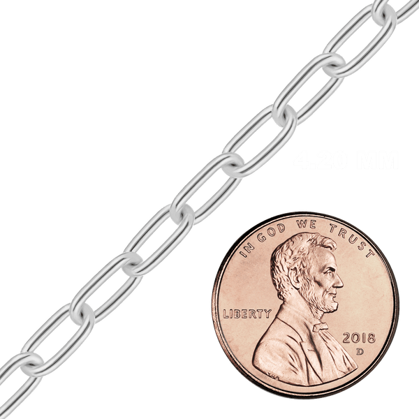 Bulk / Spooled Light Elongated Cable Chain in Sterling Silver (1.40 mm - 6.20 mm)