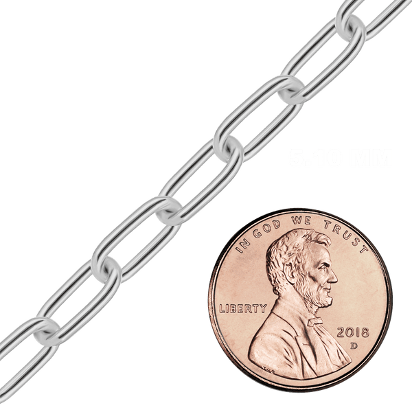 Bulk / Spooled Light Elongated Cable Chain in Sterling Silver (1.40 mm - 6.20 mm)