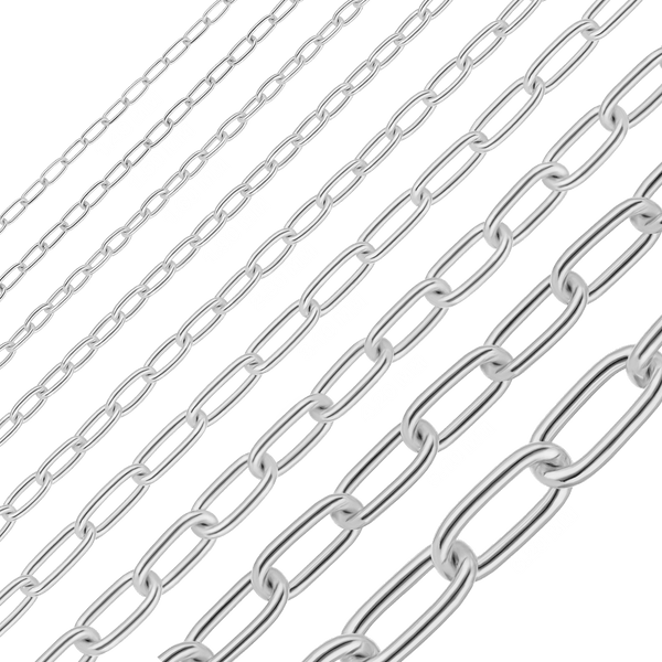 Bulk / Spooled Light Elongated Cable Chain in Sterling Silver (1.40 mm - 6.20 mm)