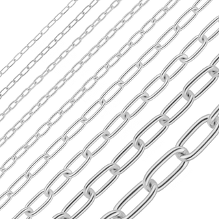 Bulk / Spooled Light Elongated Cable Chain in Sterling Silver (1.40 mm - 6.20 mm)