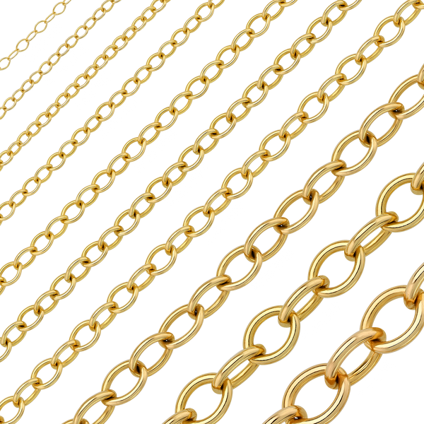 Bulk / Spooled Light Round Cable Chain in 14K & 18K Yellow Gold (1.00 mm - 6.80 mm)