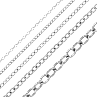 Bulk / Spooled Light Round Cable Chain in 14K White Gold (1.00 mm - 4.60 mm)