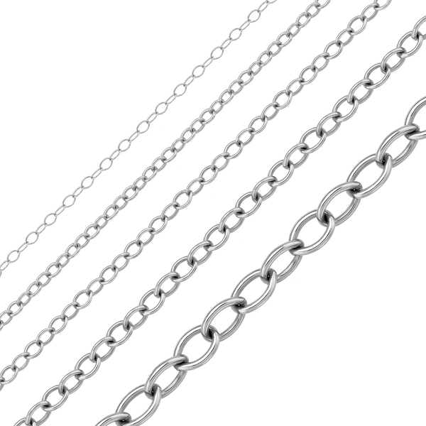 Bulk / Spooled Light Round Cable Chain in 14K White Gold (1.00 mm - 4.60 mm)