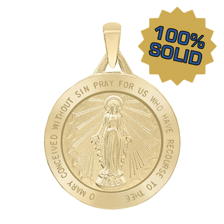 14K Gold Round Miraculous Medallion (5/8 inch - 1 1/4 inch)