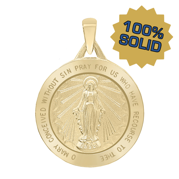 14K Gold Round Miraculous Medallion (5/8 inch - 1 1/4 inch)