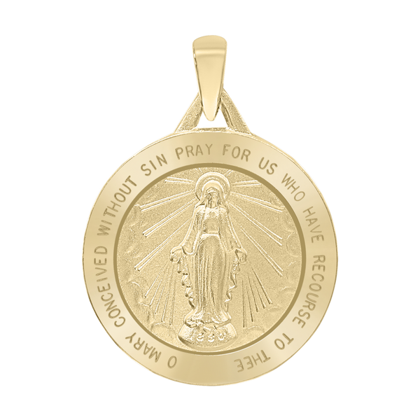 14K Gold Round Miraculous Medallion (5/8 inch - 1 1/4 inch)