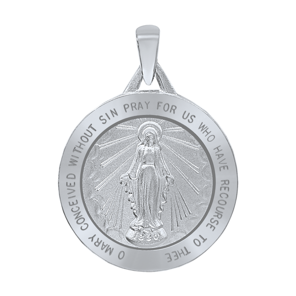 Sterling Silver Round Miraculous Medallion (5/8 inch - 1 1/4 inch)