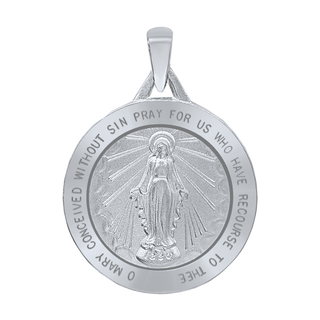 Sterling Silver Round Miraculous Medallion (5/8 inch - 1 1/4 inch)