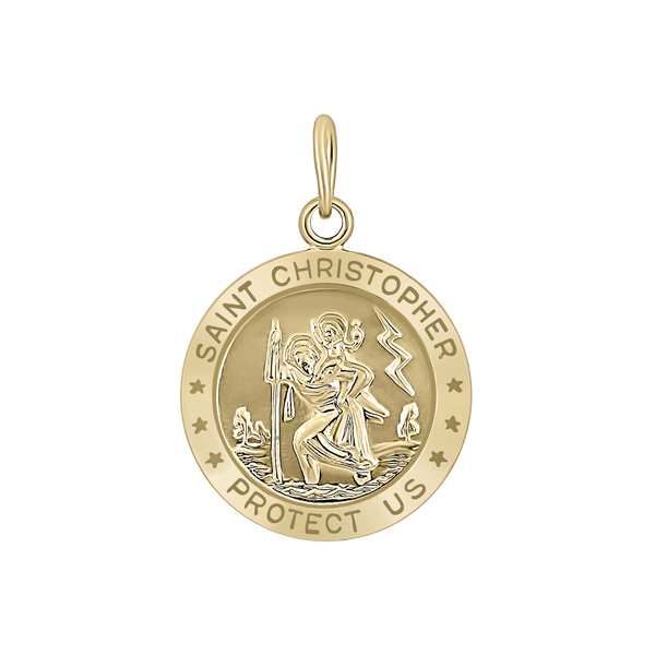 Gold-Filled Round Saint Christopher Medallion (5/8 inch - 1 inch)