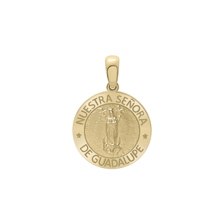 14K Gold Round Nuestra Señora de Guadalupe Medallion (5/8 inch - 1 inch)