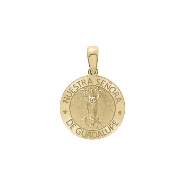 14K Gold Round Nuestra Señora de Guadalupe Medallion (5/8 inch - 1 inch)