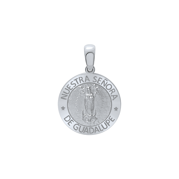 Sterling Silver Round Nuestra Señora de Guadalupe Medallion (5/8 inch - 1 inch)