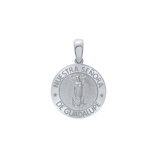 Sterling Silver Round Nuestra Señora de Guadalupe Medallion (5/8 inch - 1 inch)