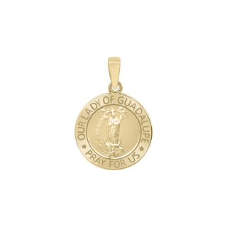 14K Gold Round Our Lady of Guadalupe Medallion (5/8 inch - 1 inch)