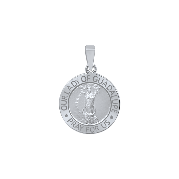 Sterling Silver Round Our Lady of Guadalupe Medallion (5/8 inch - 1 inch)