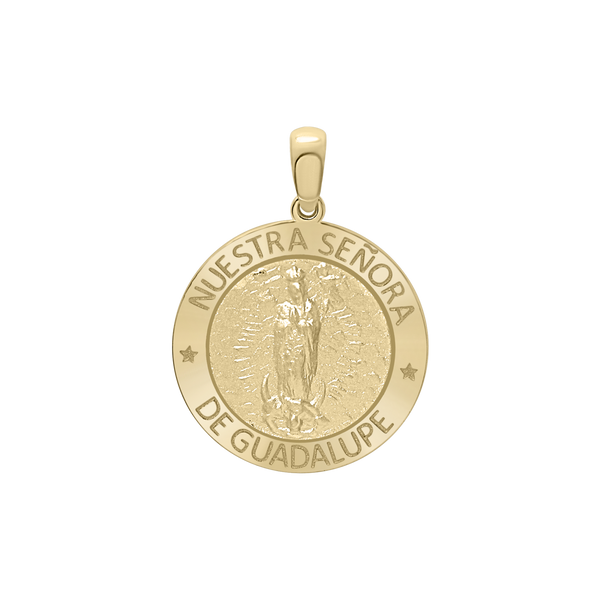 14K Gold Round Nuestra Señora de Guadalupe Medallion (5/8 inch - 1 inch)