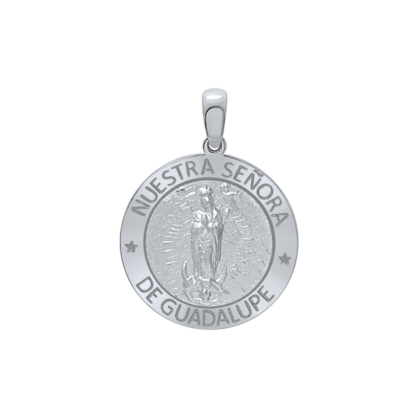 Sterling Silver Round Nuestra Señora de Guadalupe Medallion (5/8 inch - 1 inch)