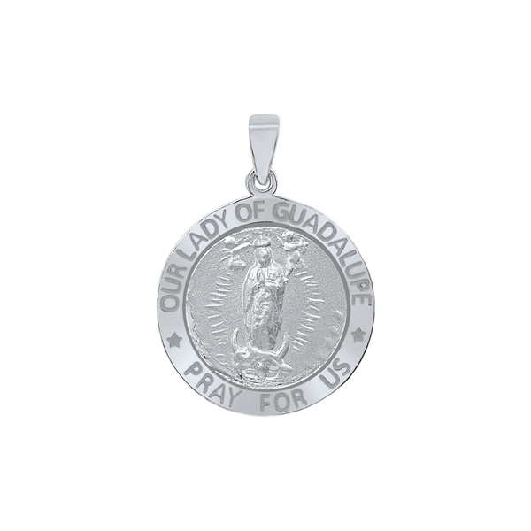 Sterling Silver Round Our Lady of Guadalupe Medallion (5/8 inch - 1 inch)