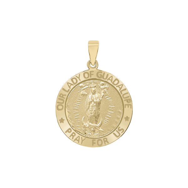 14K Gold Round Our Lady of Guadalupe Medallion (5/8 inch - 1 inch)