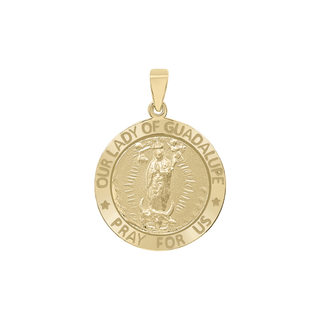 14K Gold Round Our Lady of Guadalupe Medallion (3/4 inch)