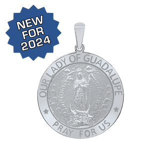 Sterling Silver Round Our Lady of Guadalupe Medallion (5/8 inch - 1 inch)