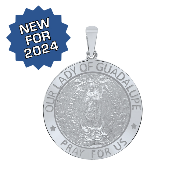 Sterling Silver Round Our Lady of Guadalupe Medallion (5/8 inch - 1 inch)