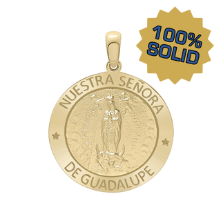 14K Gold Round Nuestra Señora de Guadalupe Medallion (5/8 inch - 1 inch)