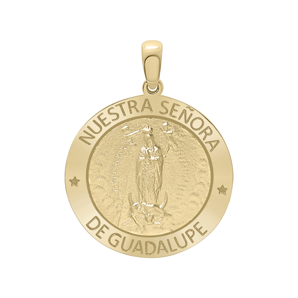 14K Gold Round Nuestra Señora de Guadalupe Medallion (5/8 inch - 1 inch)