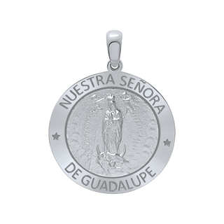 Sterling Silver Round Nuestra Señora de Guadalupe Medallion (5/8 inch - 1 inch)