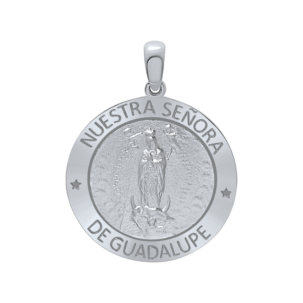 Sterling Silver Round Nuestra Señora de Guadalupe Medallion (5/8 inch - 1 inch)