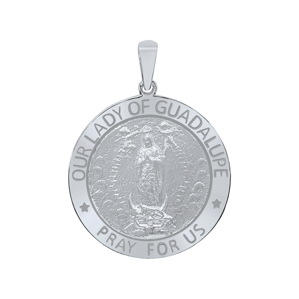 Sterling Silver Round Our Lady of Guadalupe Medallion (5/8 inch - 1 inch)