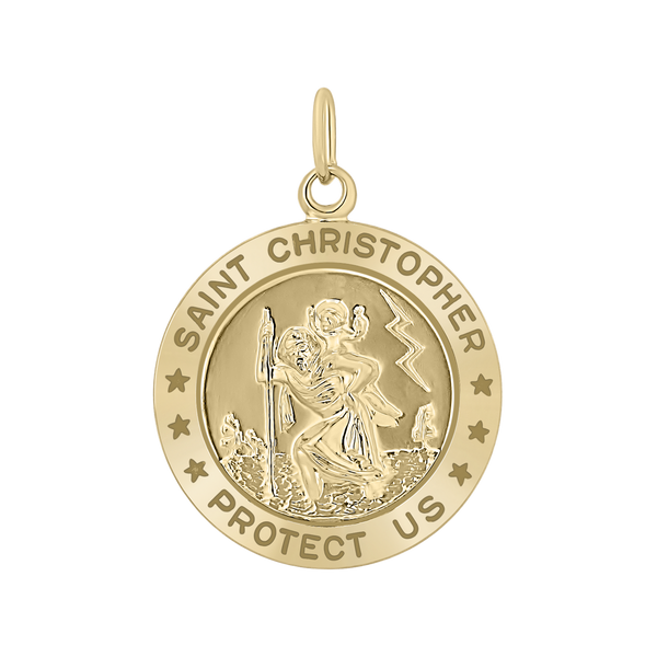 Gold-Filled Round Saint Christopher Medallion (5/8 inch - 1 inch)